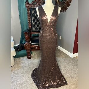 Brown sequined gown